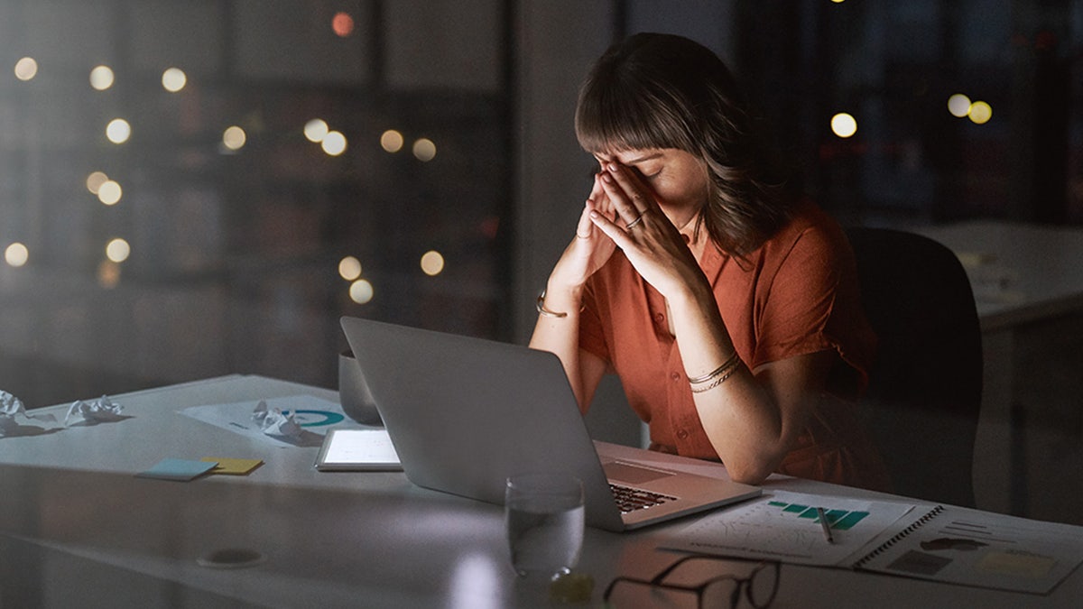 Woman who works late at night